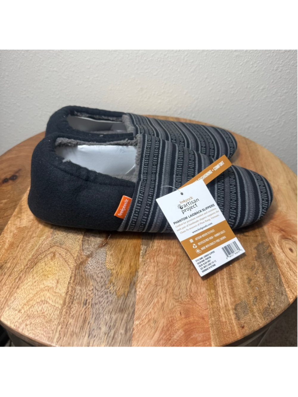 Men's Feelgoodz Phantom Laidback Slippers Black/Grey Size 10